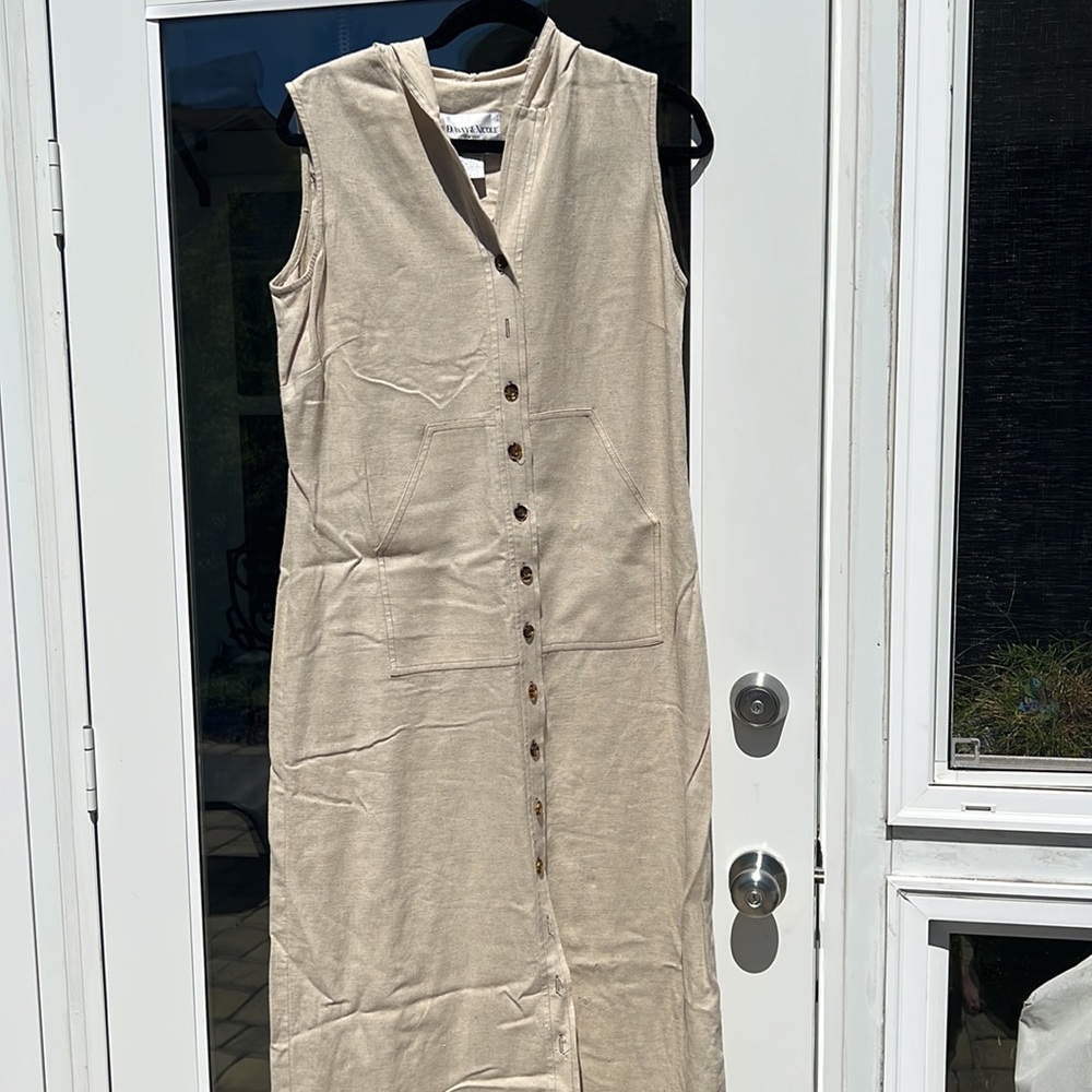 Womens linen hooded dress